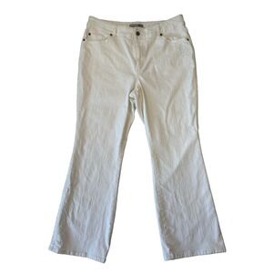 Chicos Jeans Womens 2.5‎ Short White Denim Floral Embroidered Bootcut Classic